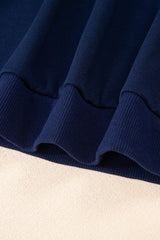Sky Blue Varsity Stripe Detail Drop Shoulder Pullover Mini Skort Set