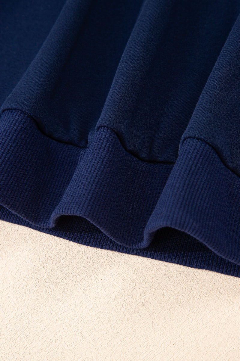 Sky Blue Varsity Stripe Detail Drop Shoulder Pullover Mini Skort Set