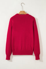 Fiery Red MERRY Letter Pattern Christmas Holiday Baggy Sweater