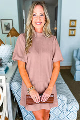 White Frilled Round Neck Short Puff Sleeve Shift Mini Dress