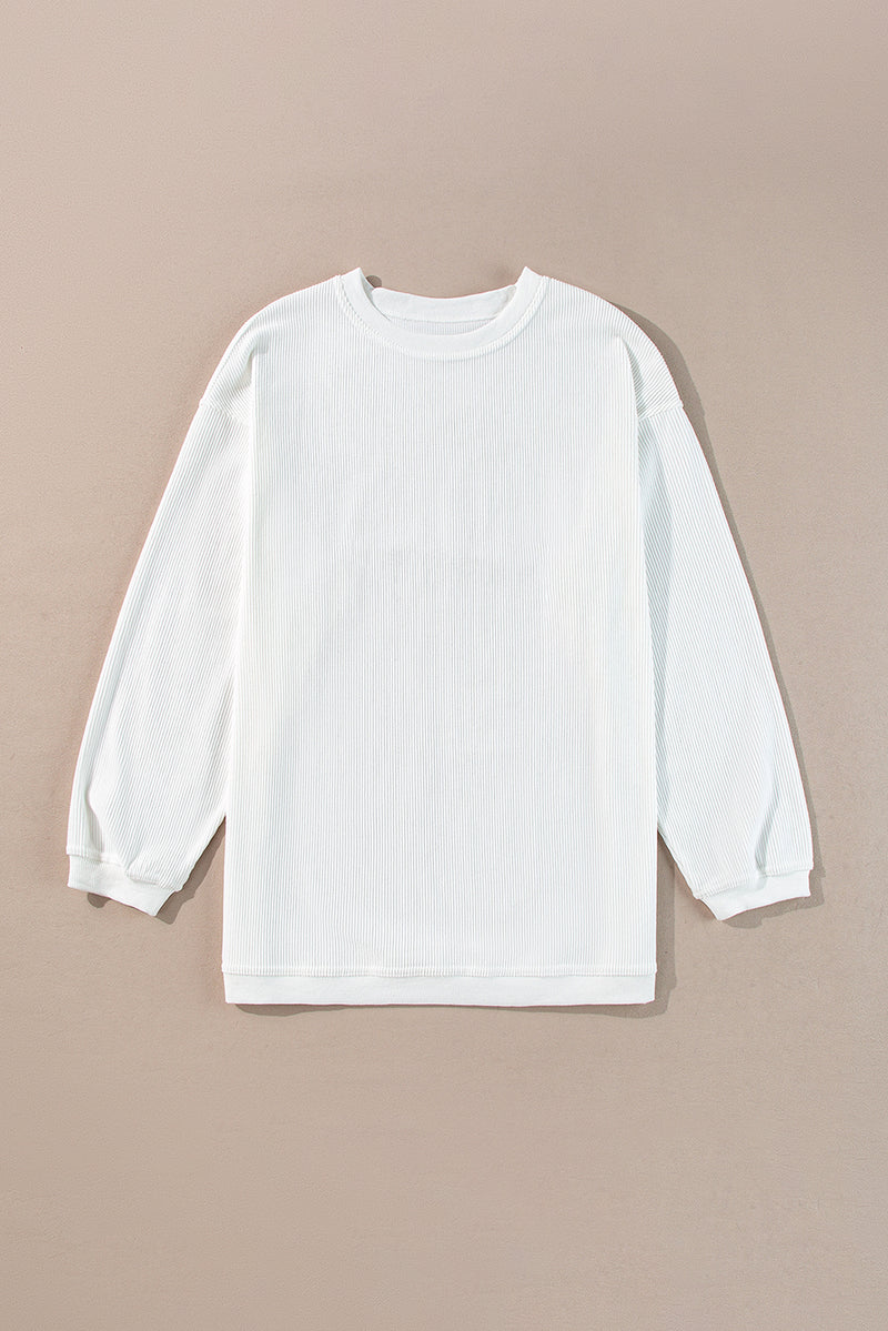 Festival Fuchsia Plain Drop Sleeve Corded Oversized Sweatshirt
