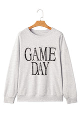 Black GAME DAY Vintage Washed Letter Graphic Baggy Sweatshirt