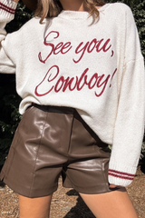 Coffee Letter Embroidered Graphic Sweater