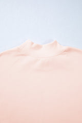 Light Pink Oversize Blessed Embroidered Mock Neck Sweatshirt