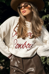 Coffee Letter Embroidered Graphic Sweater