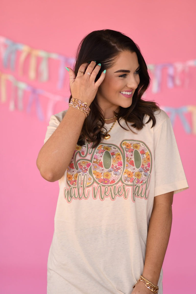 God will never fail oatmeal tee