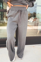 Bristol Black Collared V Neck Pullover Sweatshirt Sweatpants Set