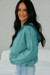 Wild Ginger  Half Zip Kangaroo Pocket Mineral Wash Baggy Hoodie
