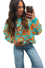 Black Colorblock Bow Pattern Drop Sleeve Sweater