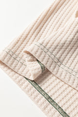 Mist Green Waffle Color Block Raglan Sleeve Top