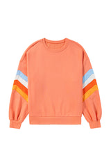Moonlight Jade Patchwork Drop Sleeve Loose Sweatshirt