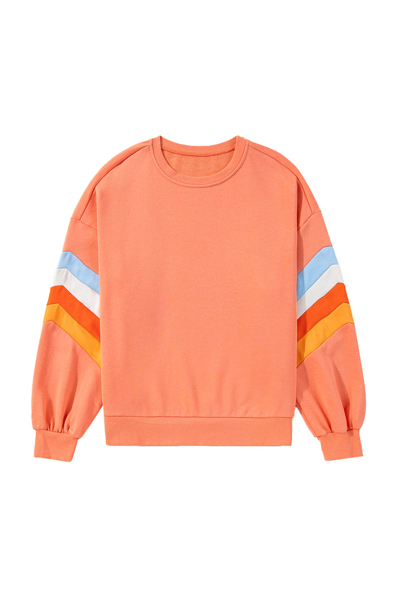 Moonlight Jade Patchwork Drop Sleeve Loose Sweatshirt