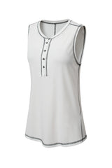 Mist Green Stitching Seam Henley Tank Top