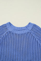 Black Plus Size Open Knit Bow Tie Short Sleeve Sweater