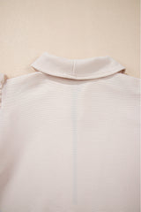 Apricot Textured Ruffle Sleeve Zipped Top and Wide Leg Pants Set