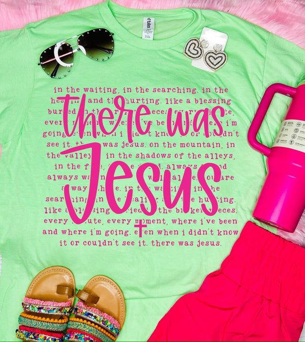There was Jesus mint green tee
