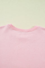Light Pink Sequin Nutcracker Textured Sleeve Patchwork Sweatshirt