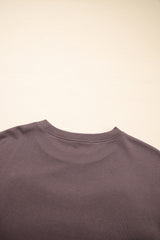 Dark Khaki Terry Bow Pattern Drop Shoulder Sweatshirt