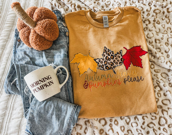 Autumn leaves & pumpkins please tee