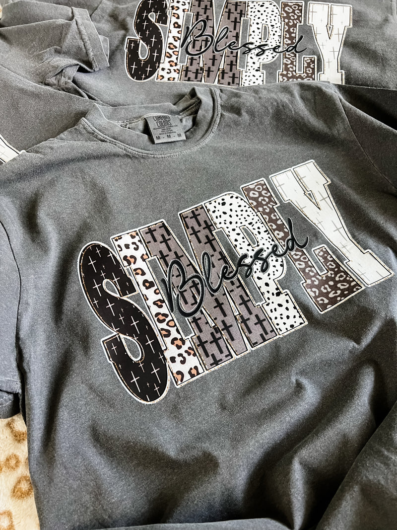 Simply blessed comfort colors pepper tee