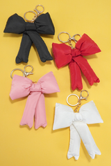 Pink Puff Bow Bag Charm Cute Keychain