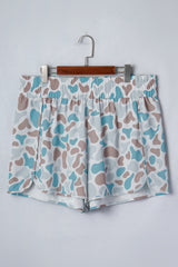 Multicolour Plus Size Camouflage Elastic Waist Athleisure Shorts