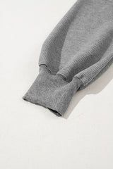 Pink Waffle Bishop Sleeve Split Oversized Sweatshirt