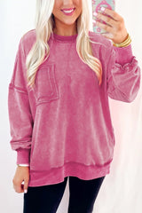 Blue Acid Washed Pocket Pullover Sweatshirt