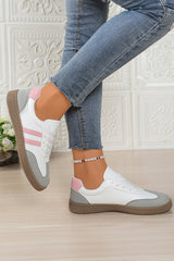 Rose Red Color Block Lace Up Sneakers