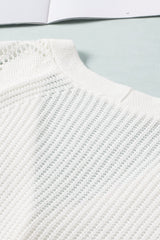 White V Neck Button Bishop Sleeve Knit Cardigan