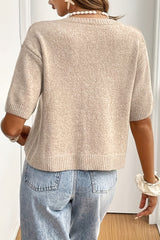 Jet Stream Bow Tie Front Round Neck Cardigan
