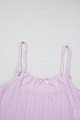 Orchid Petal Delicate Texture Cropped Cami Shorts and Cardigan 3pcs Lounge Set