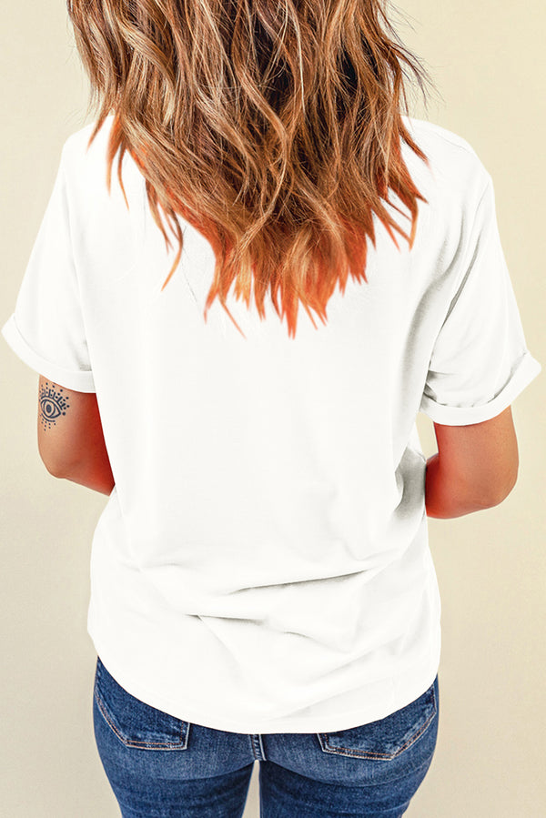 White Floral Pumpkin Graphic Fashion Tee