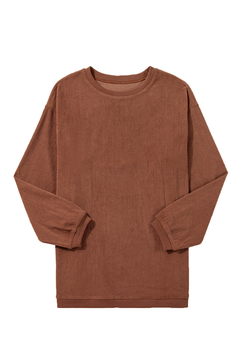 Festival Fuchsia Plain Drop Sleeve Corded Oversized Sweatshirt