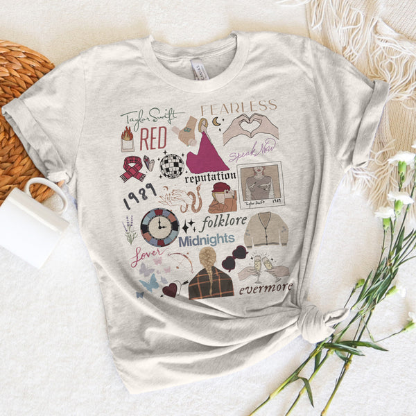 All the eras hand drawn Taylor tee