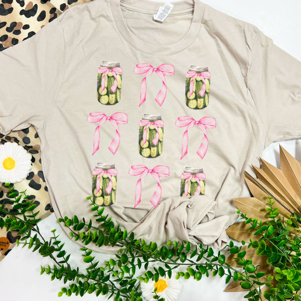 Multi Pickle jar bow tee