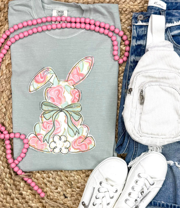 Cutest floral bunny comfort colors tee