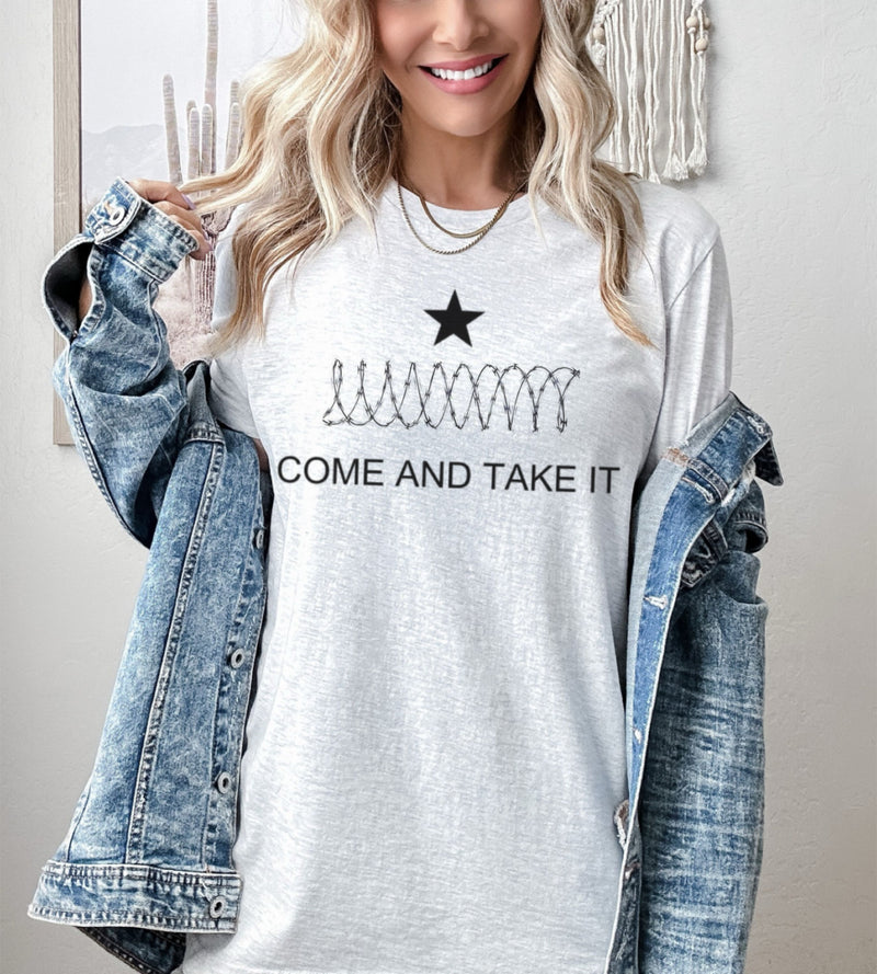 Come & Take it Barb wire ash tee