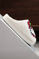 White Starry Santa Claus Pattern Christmas Plush Slippers