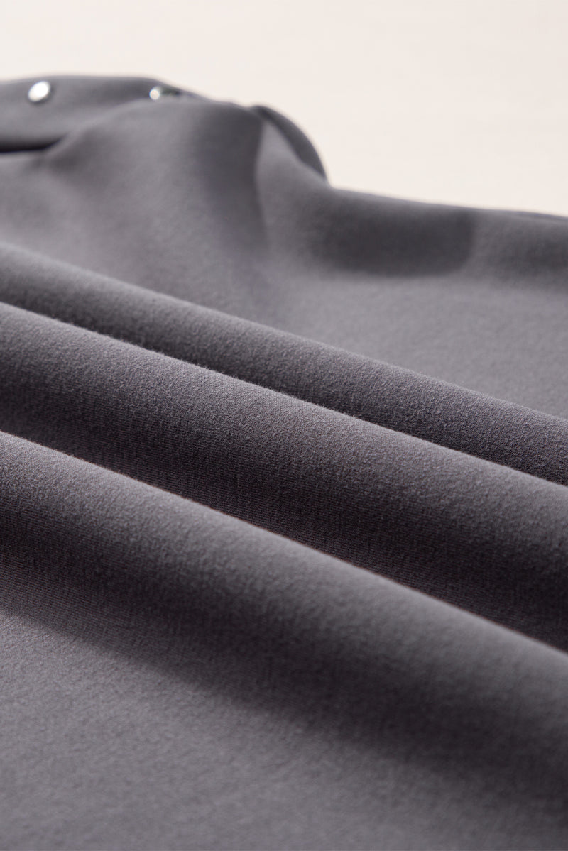 Black Casual Rivet Round Neck T Shirt