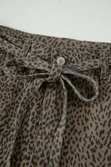 Black Leopard Print Loose Denim Shorts