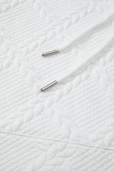 White Lattice Texture Kangaroo Pocket Hoodie