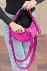 Fiery Red Wide Strap Double Zipper Crossbody Bag