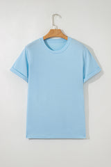 Orchid Petal Casual Plain Crew Neck Tee