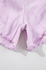 Orchid Petal Delicate Texture Cropped Cami Shorts and Cardigan 3pcs Lounge Set