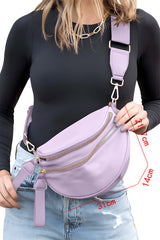 Fiery Red Wide Strap Double Zipper Crossbody Bag
