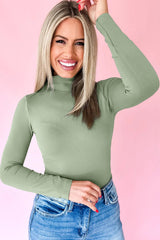 Green Bay Slim Fit High Neck Long Sleeve Basic Top