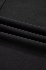 Black Solid Color Bow Textured Patchwork Long Sleeve Tee