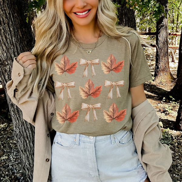 Pretty Coquette Fall leaves tee