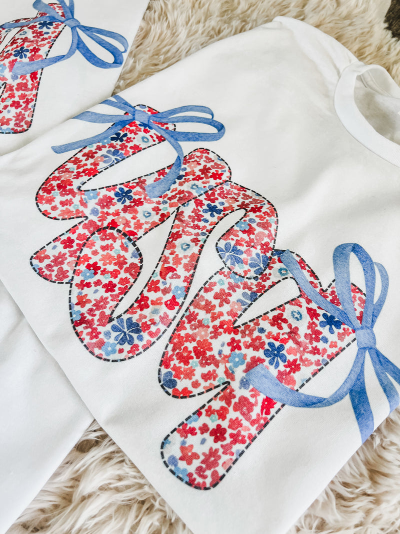 USA floral bows tee